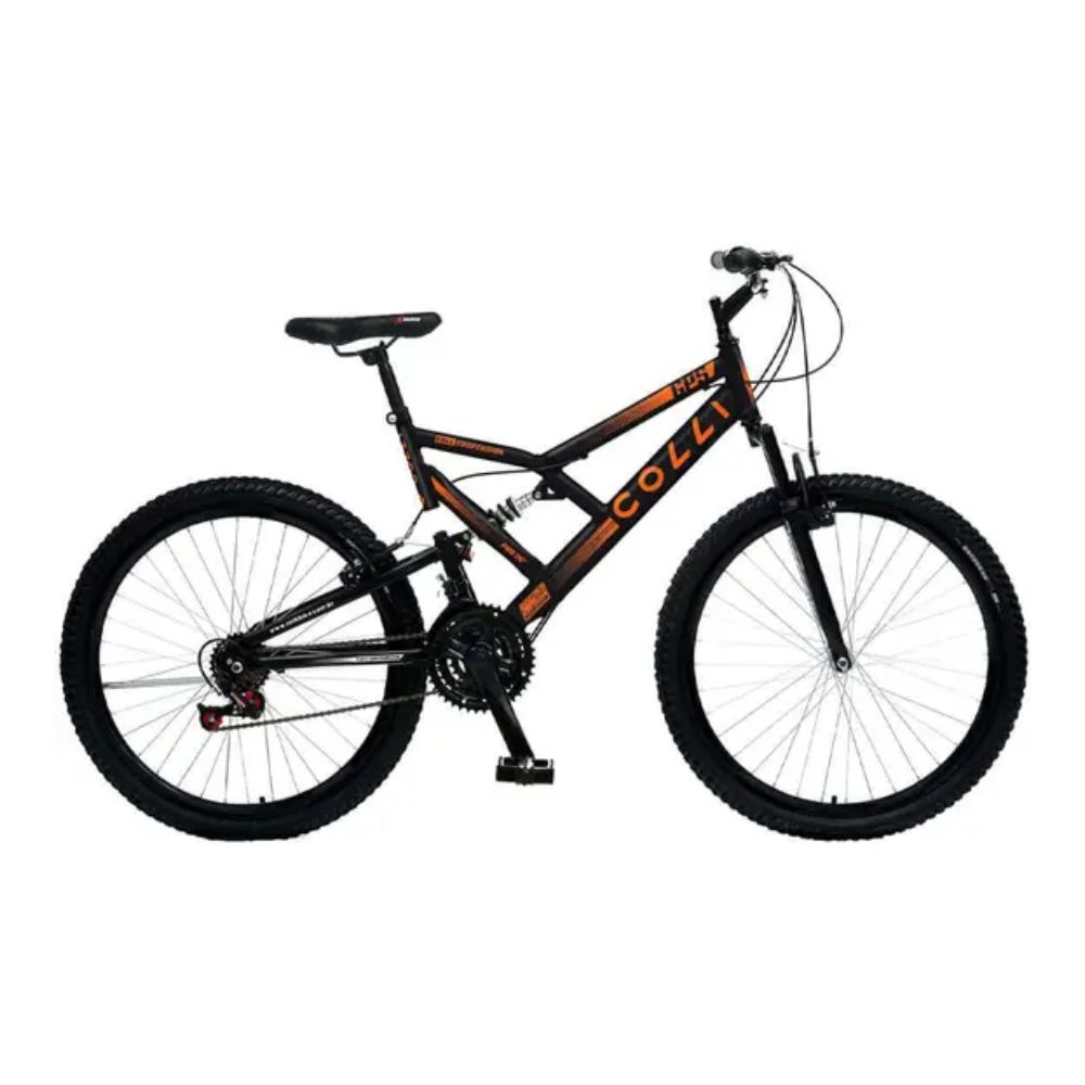 Bicicleta Colli GPS DP Aro 26 21M Preto Fosco/Laranja Neon