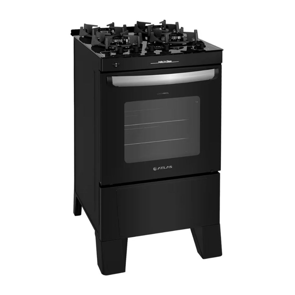 Fogão Atlas Agile Up Glass 4 Bocas Preto