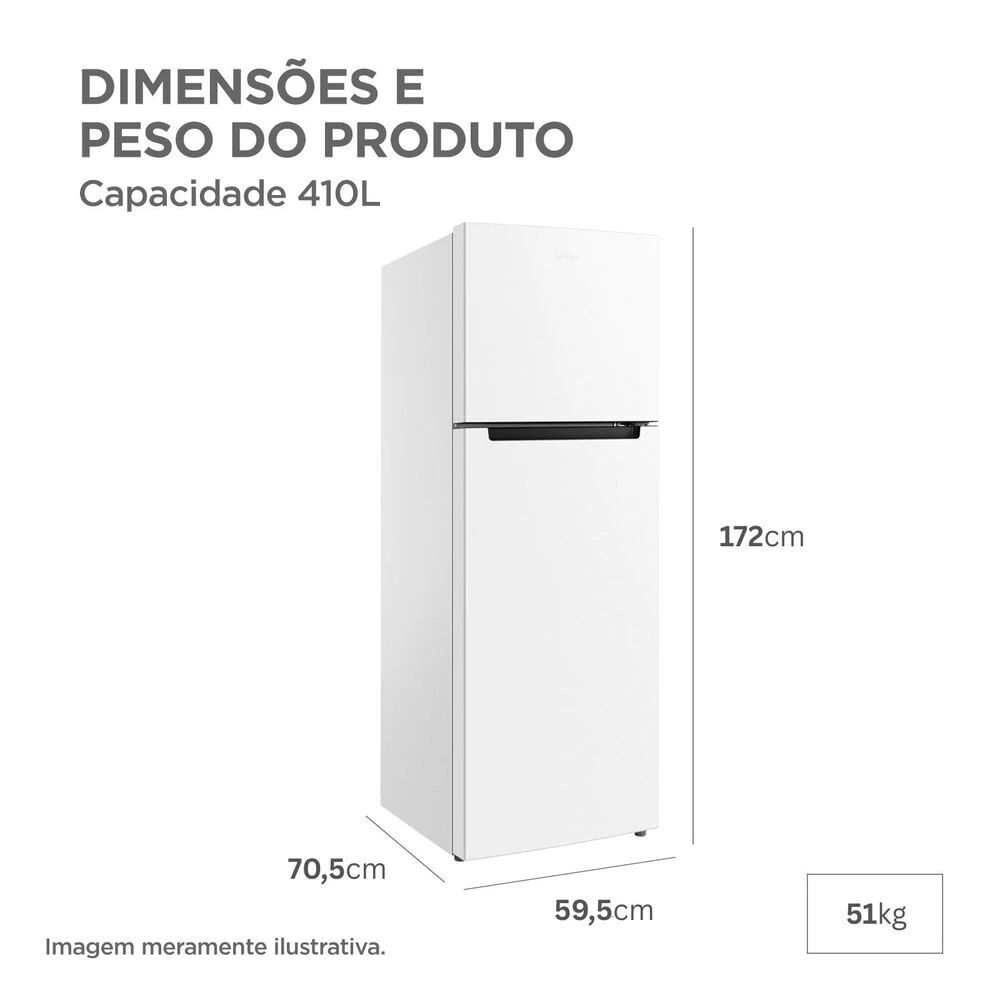 Geladeira Cycle Defrost Duplex 410L Inverter Branca Midea
