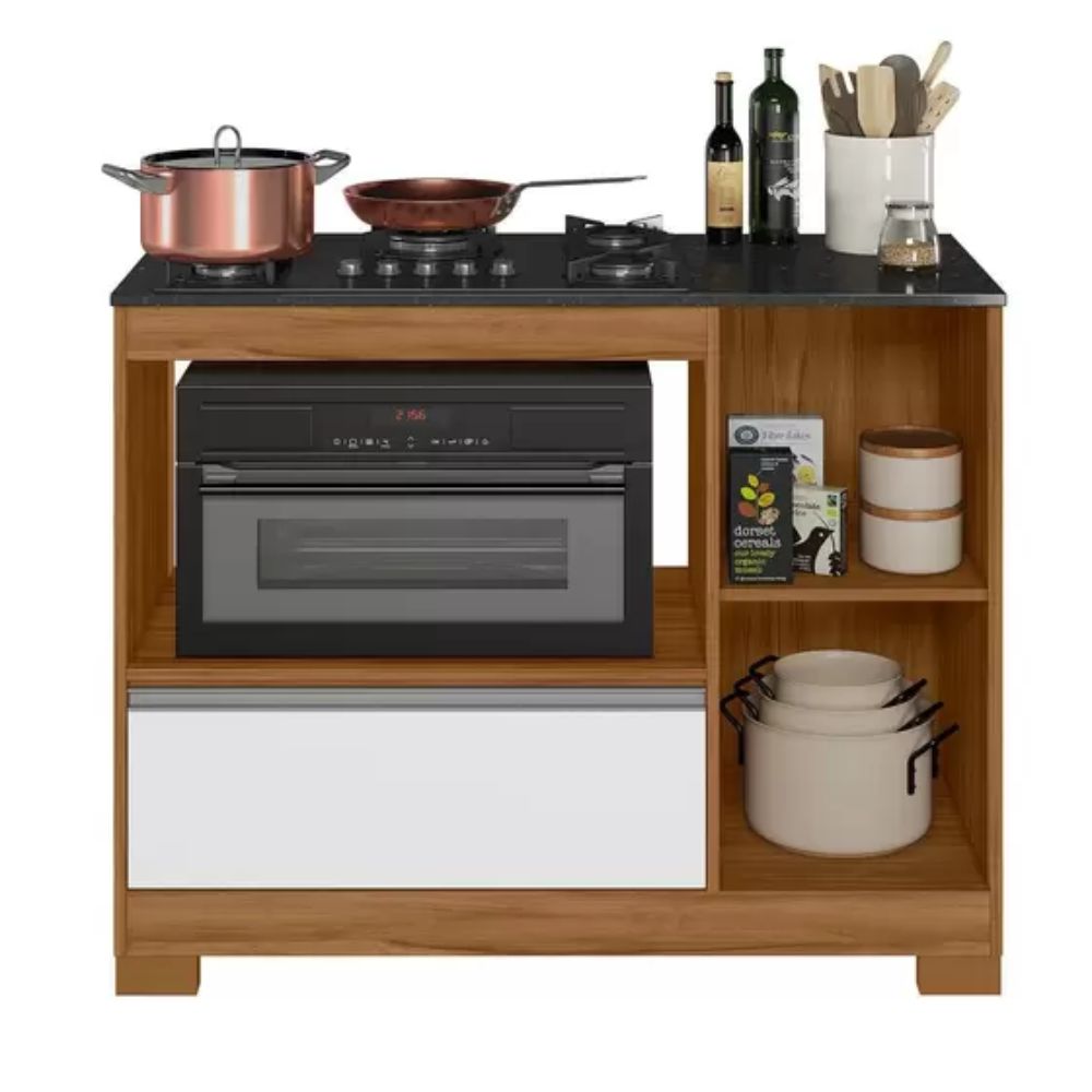 Balcão Cooktop NT3050 Notável Móveis Freijó/Branco New