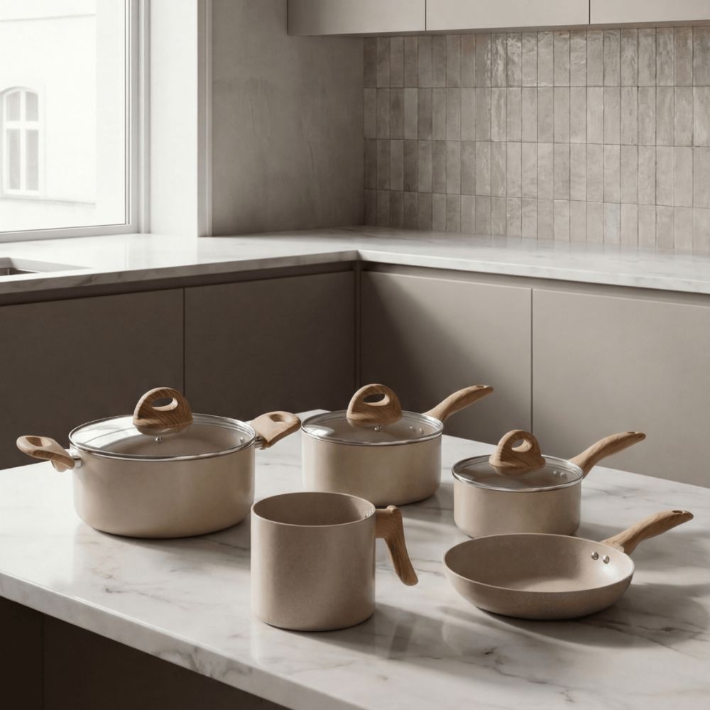 Jogo de Panelas Brinox Ceramic Life Smart Plus 5 Peças Areia