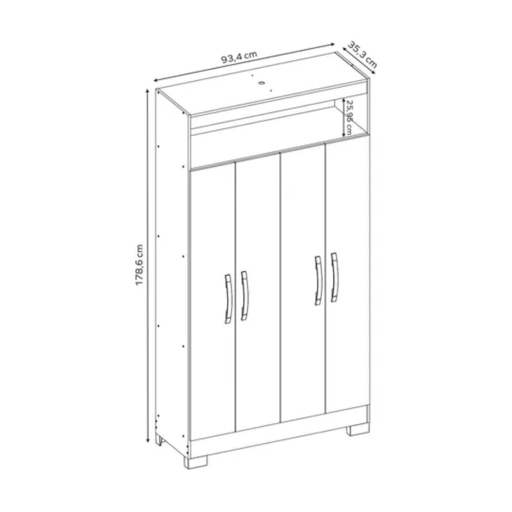 Armário Multiuso Notável NT 4040 Branco/Rosa