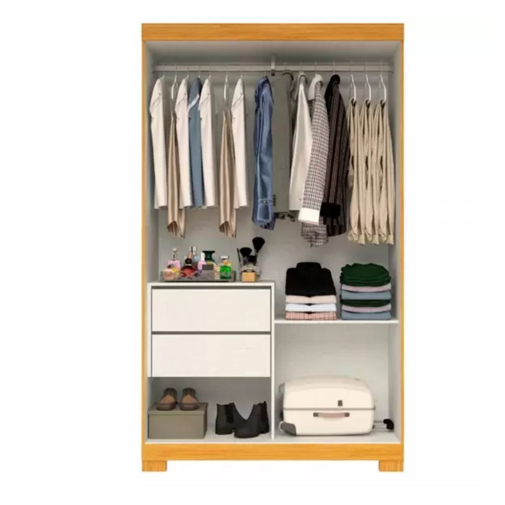 Guarda Roupas ACP Móveis Solteiro Flex 2 Portas 2 Gavetas Samira