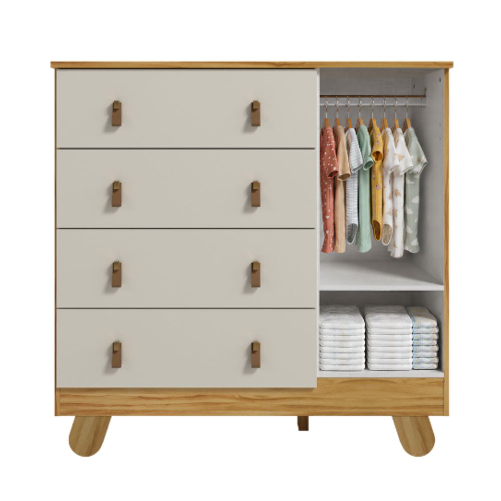 Cômoda Infantil Peroba 4 Gavetas e 1 Porta
