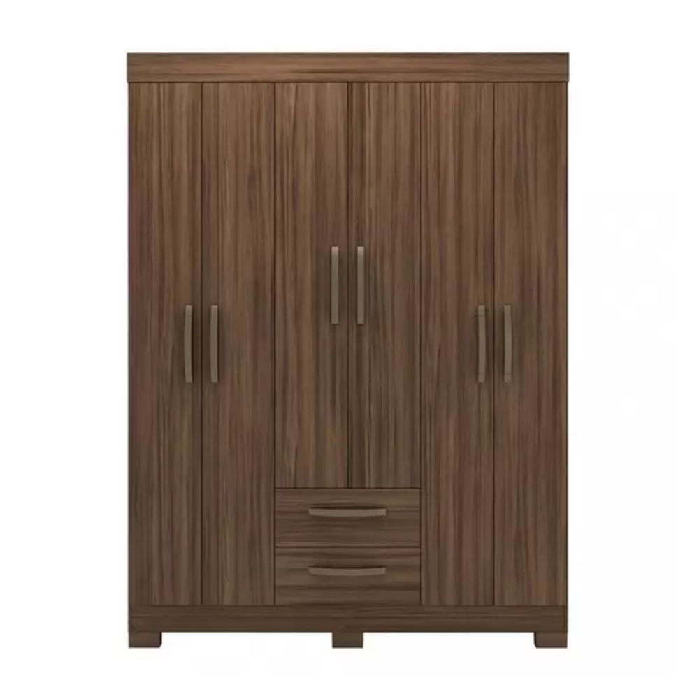 Guarda Roupa Solteiro 6 Portas 2 Gavetas NT 6015 Notável Móveis Nogal Trend