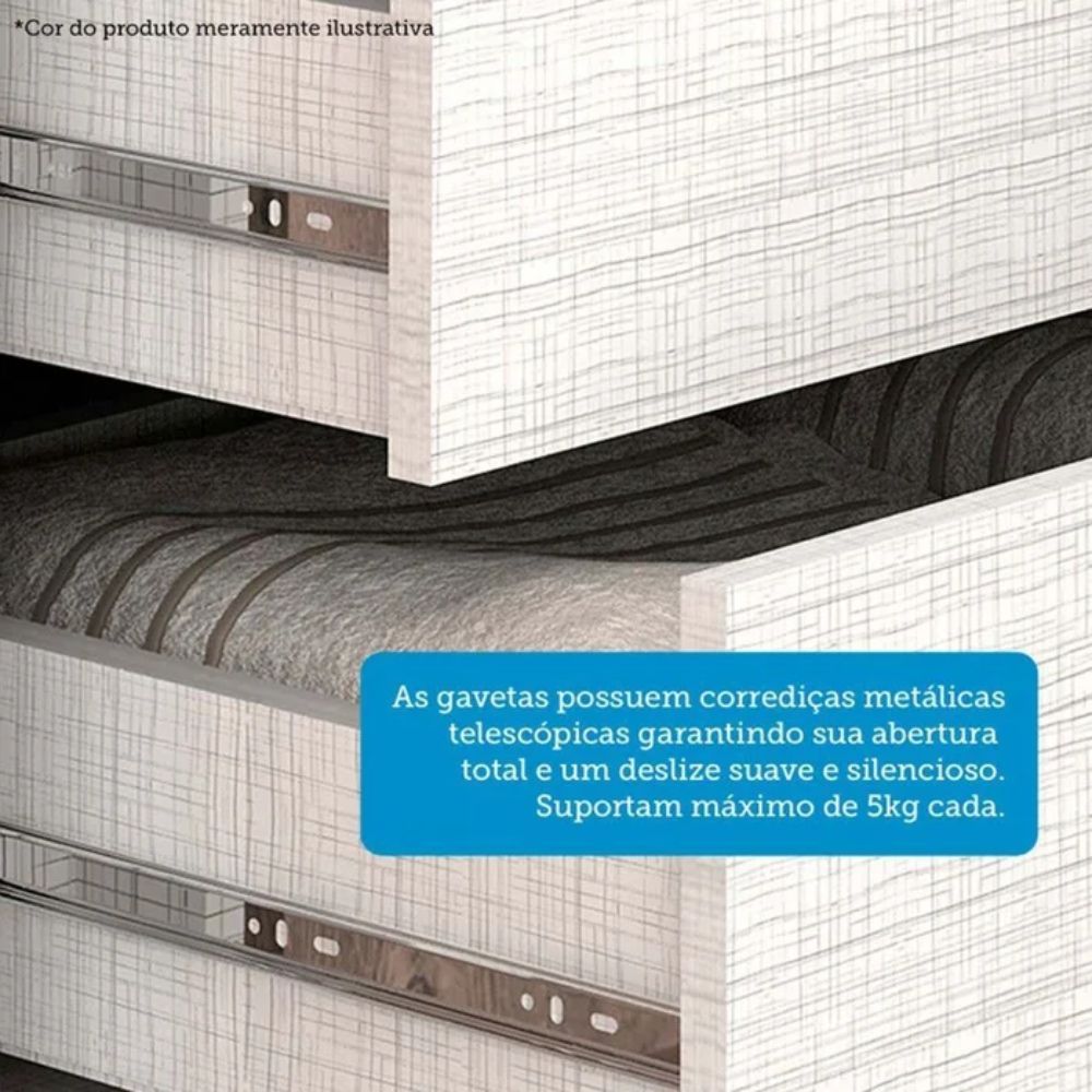 Cômoda de Quarto Bella c/ 2 Portas e 5 Gavetas Cinamomo - ACP Móveis