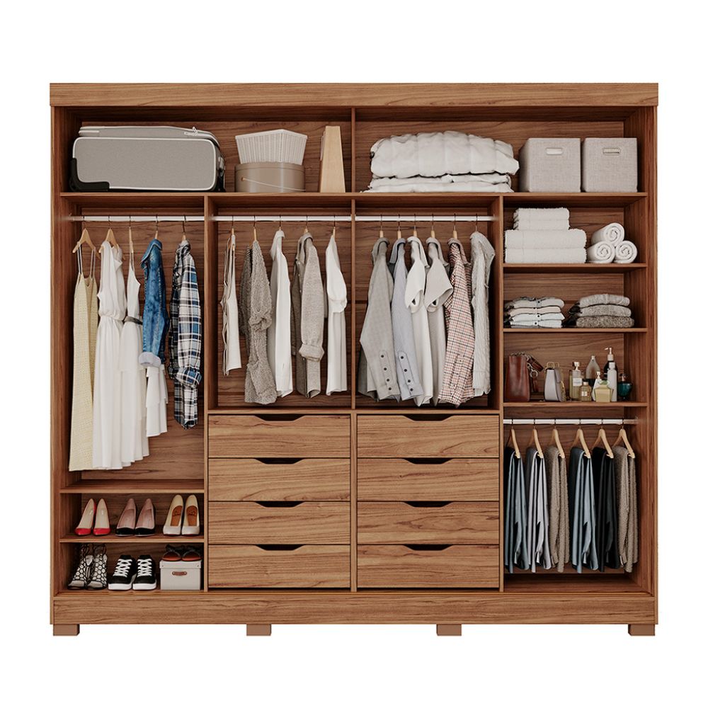 Guarda Roupa Panan Casal  Florença 2 Portas 8 Gavetas Cinamomo