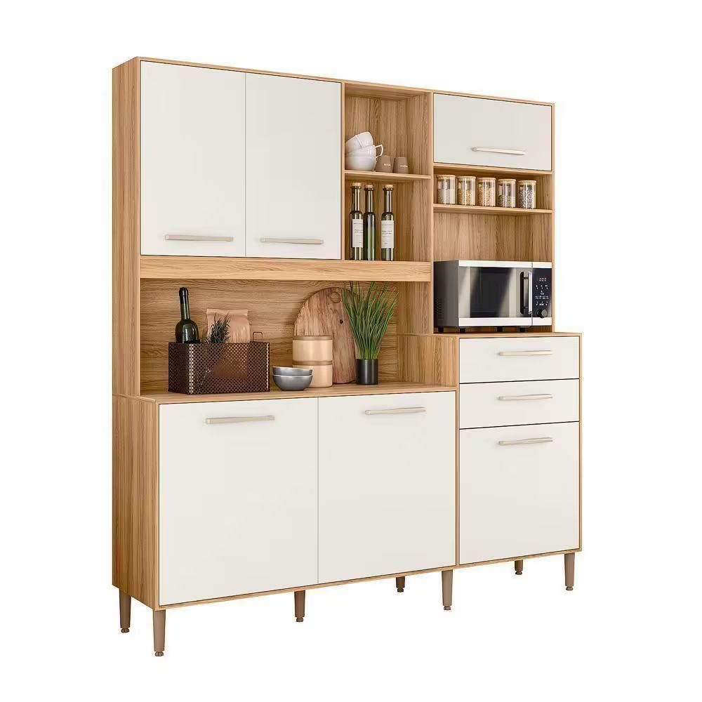Armário Nicioli Cozinha Salsa 6 Portas 1 Gaveta Freijó/off White Cristal