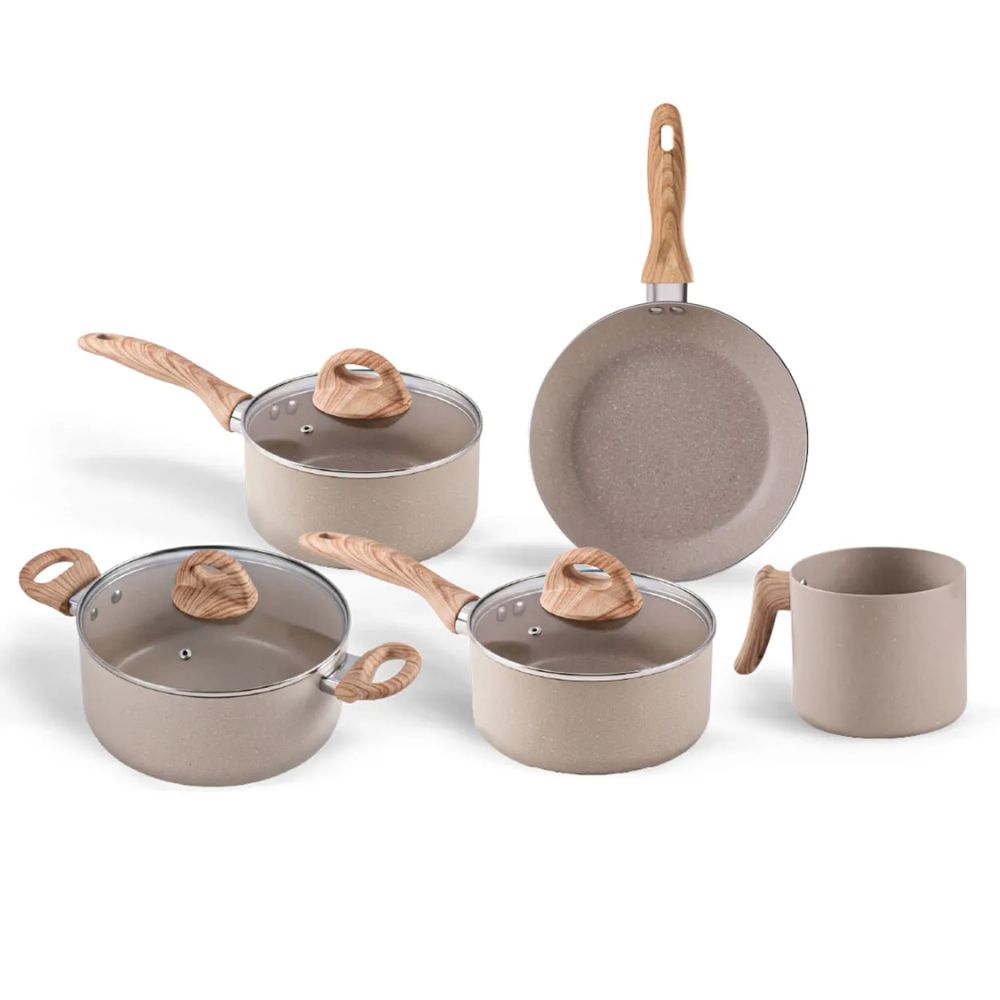 Jogo de Panelas Brinox Ceramic Life Smart Plus 5 Peças Areia