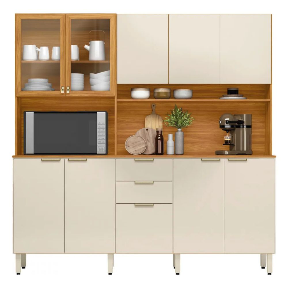 Cozinha Completa Demóbile Amora 10 Portas 2 Gavetas Cinamomo / Off White
