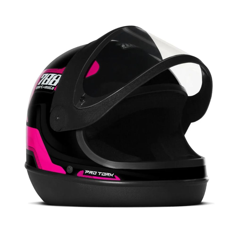 Capacete Protork SM Sport 788 CAP-494RS Tamanho 56 Preto Rosa