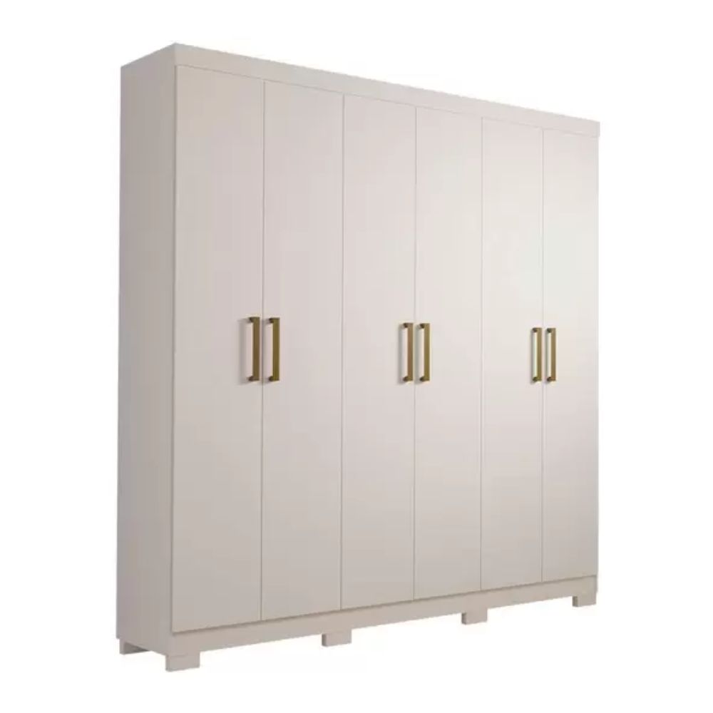 Guarda Roupa Panan Milena Com Espelho Interno 6 Portas Branco