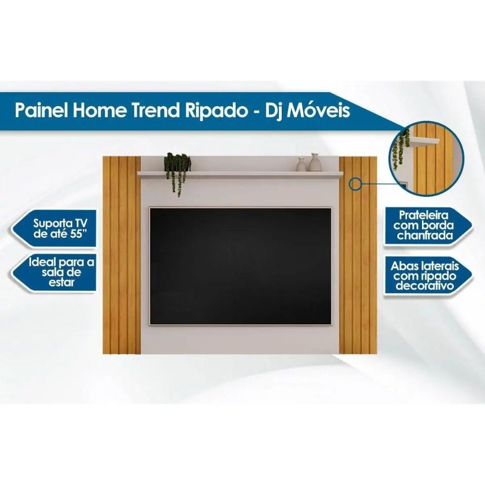 Painel Home Trend Ripado DJ Extensível Cedro/Bali