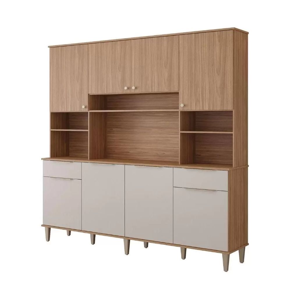 Armário De Cozinha Completo MGM Luna 8 Portas 2 Gavetas Freijo/Off White
