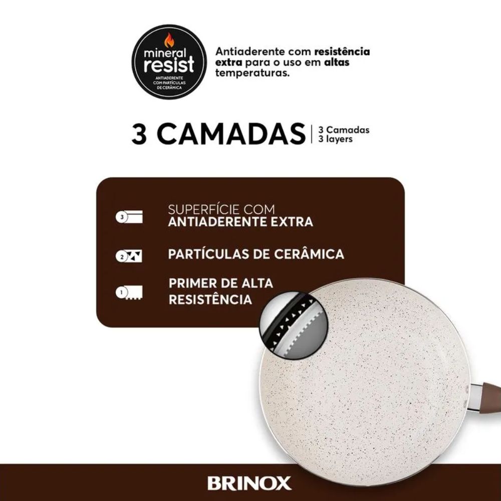 Conjunto de Panelas Brinox 8 Peças Cerâmica Smart Plus Vanila