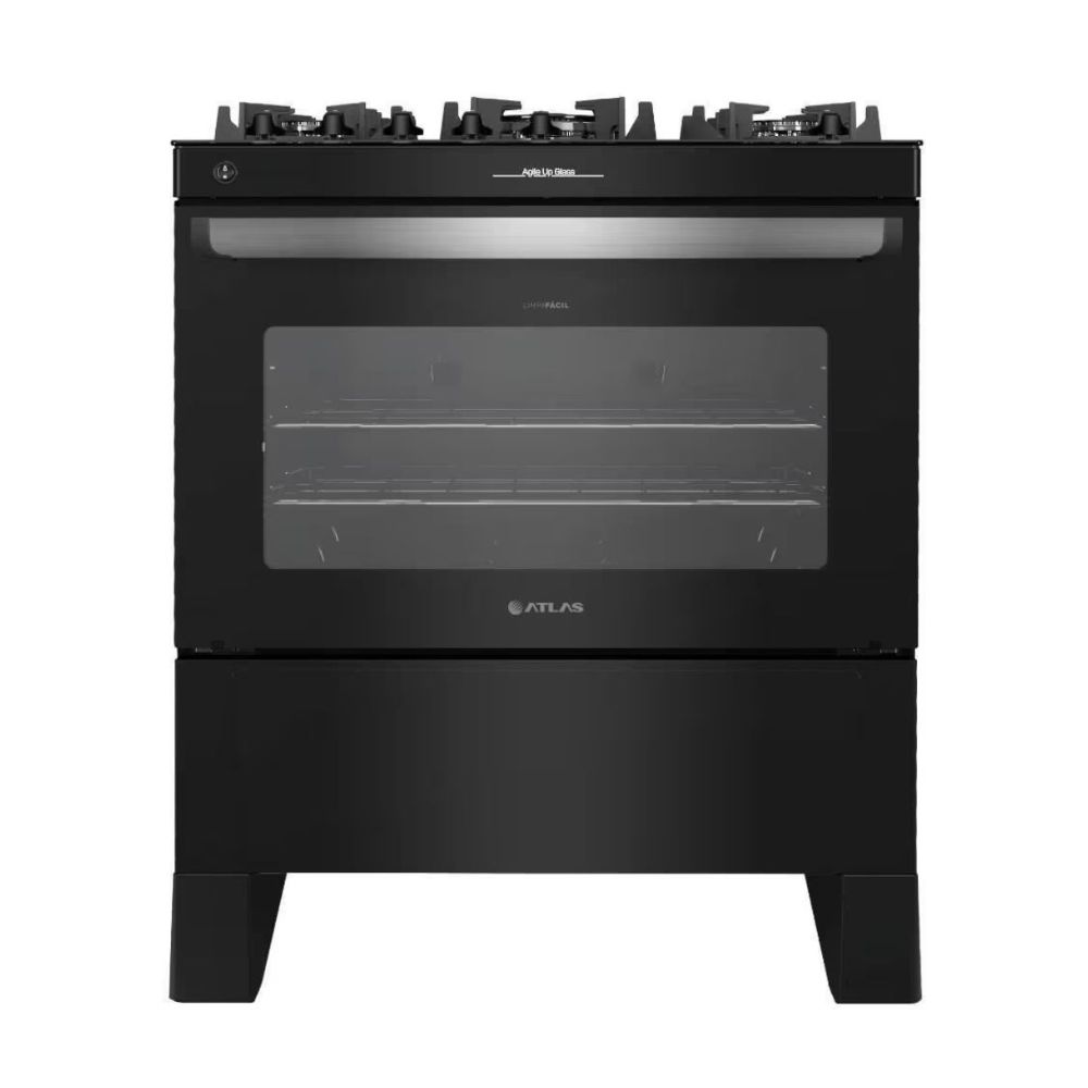 Fogão Atlas Agile Up Glass 5 Bocas preto