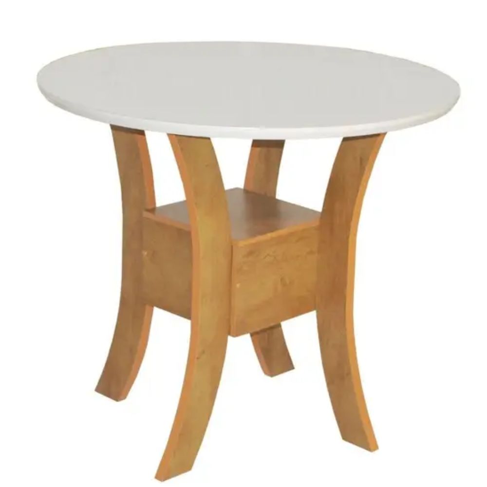 Mesa de Jantar Redonda Ayla Elane São Carlos Cinamomo/Off White