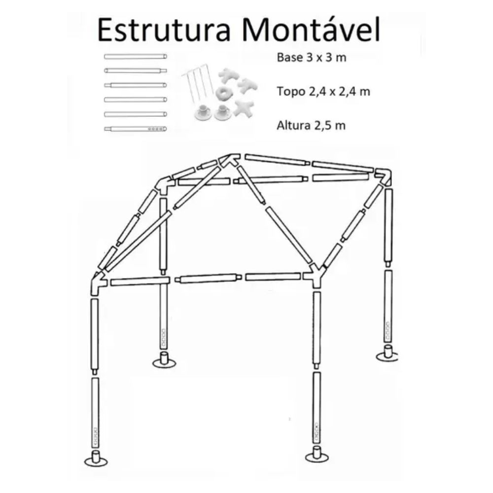 Tenda Gazebo Rafia Azul 3 X 3 X 2,5m MOR