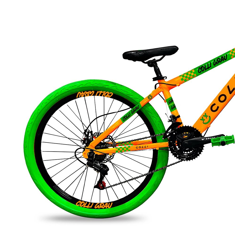 Bicicleta Colli Grau Aro 26 com 21 Marchas Laranja Neon