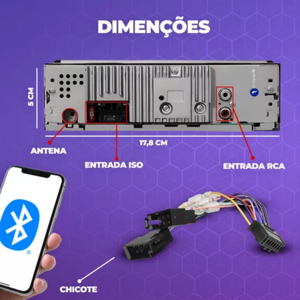 Aperelho De Som Pioneer Mp3 AM/FM/BT/USB/AUX MVH-S218BT