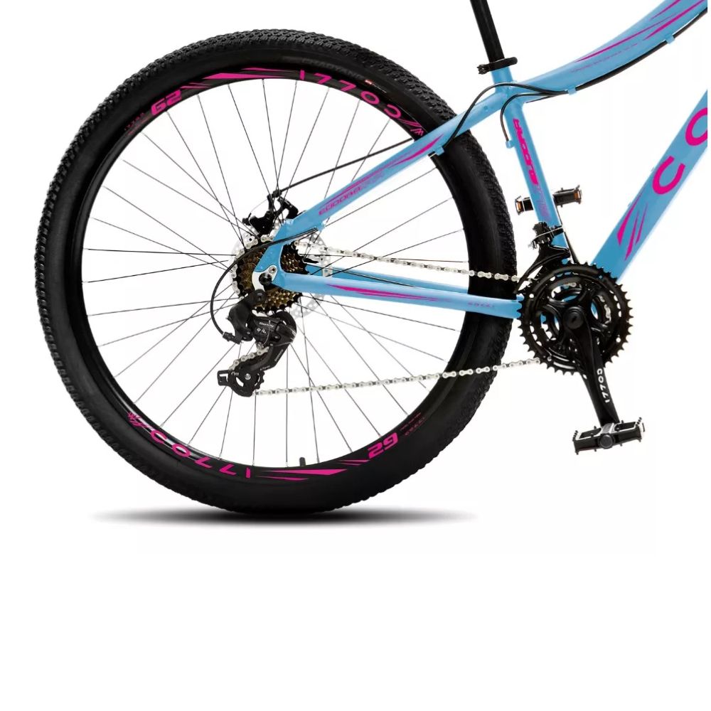 Bicicleta Colli Eudora Aluminio Aro 29 Cor Azul Champanhe/Rosa Neon