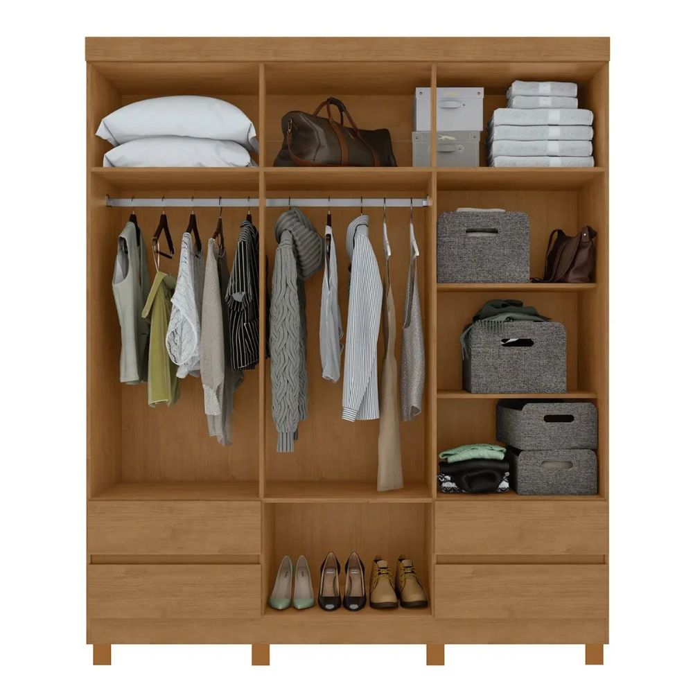 Guarda Roupa Lopas 6 Portas Zeus Amêndoa Clean