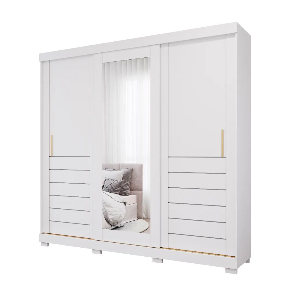 Guarda Roupa Panan Cecília 3 Portas com Espelho - Branco
