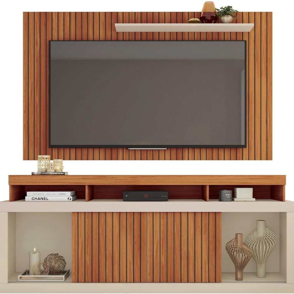 Rack com Painel Caemmun New Oscar  Para TV até 65” Freijó / Off White