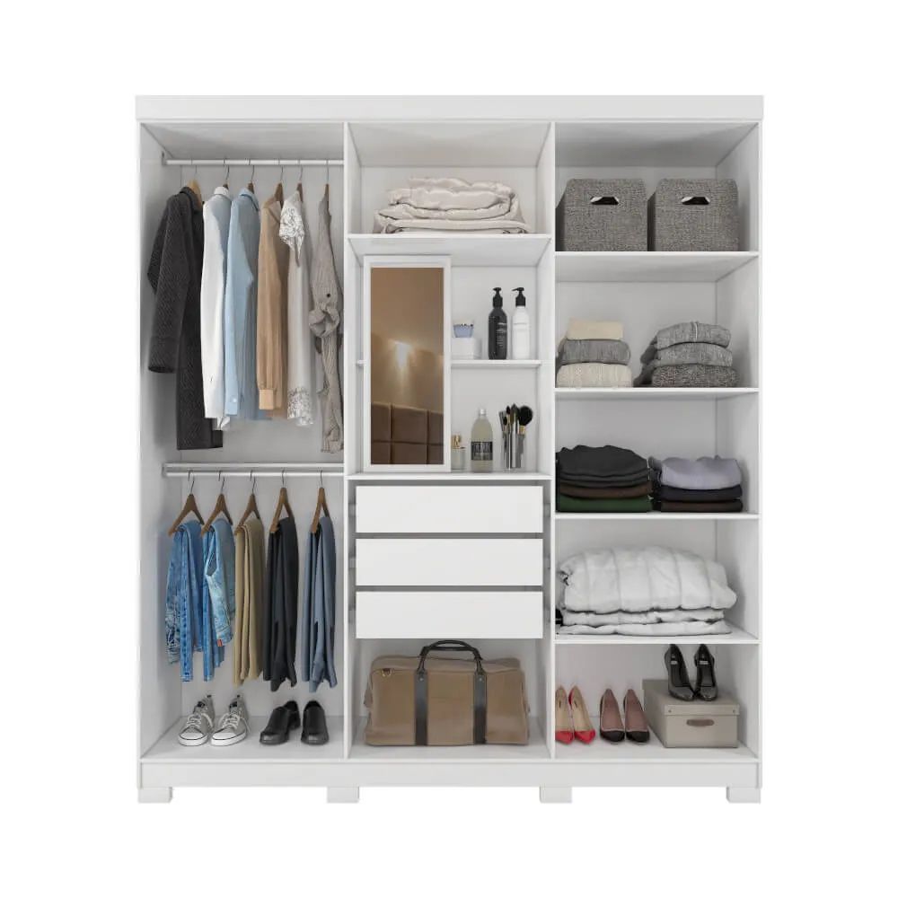 Guarda Roupa Casal 6 Portas e 3 Gavetas Clara Branco - Panan