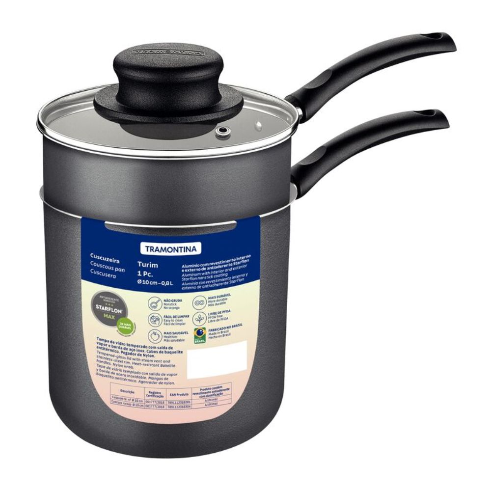 Cuscuzeira Tramontina com Revestimento Antiaderente Starflon Max Chumbo 10 cm 0,8 L