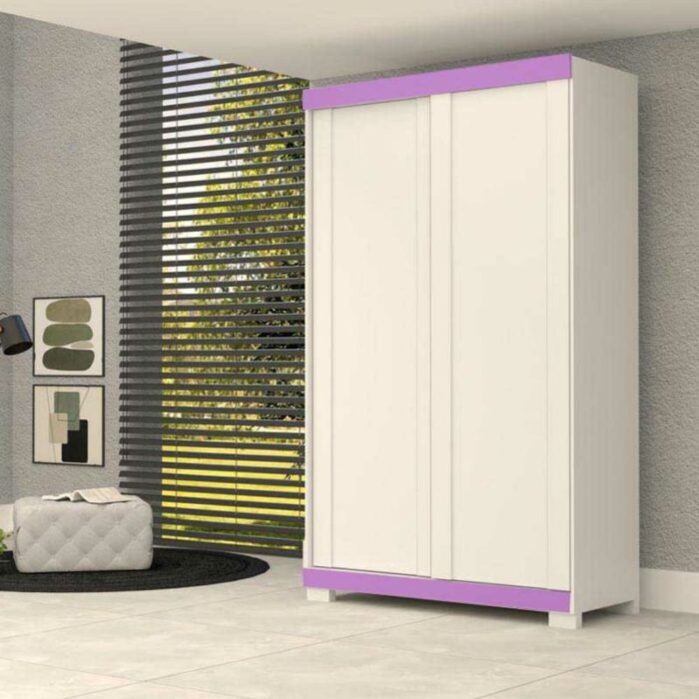 Guarda Roupa ACP Samira 2 Portas 2 Gavetas Branco/Rosa/Azul