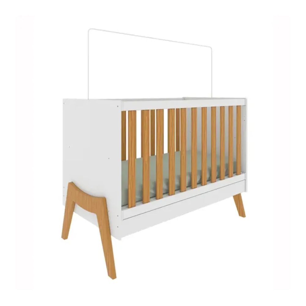 Berço Guti Retrô Branco/Amêndoa Peroba