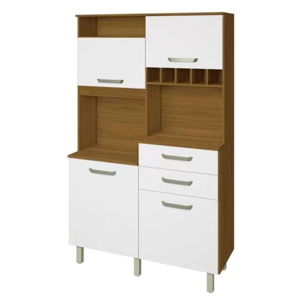 Armário de Cozinha Nesher Jr 4 Portas 2 Gavetas Freijo/branco