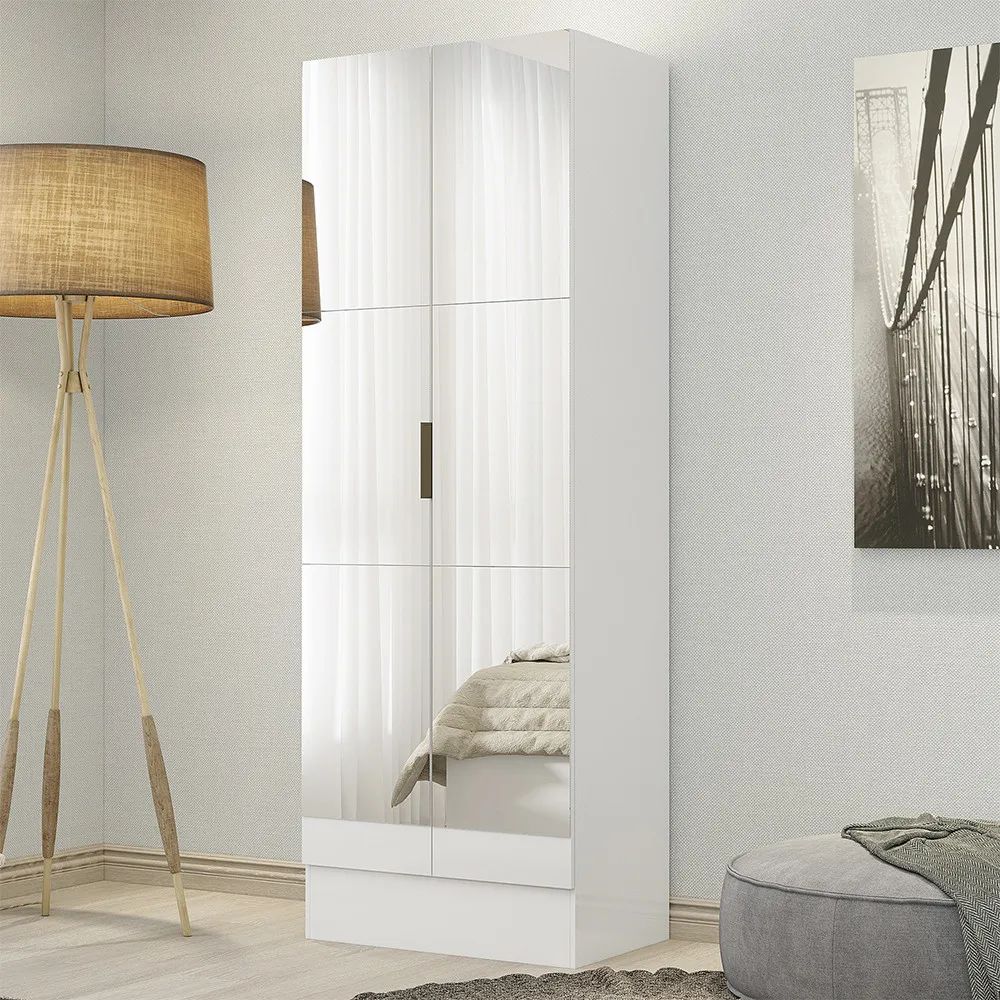 Sapateira Multiuso Carioca Marica Premium 2 Portas com Espelho e Pés Branco