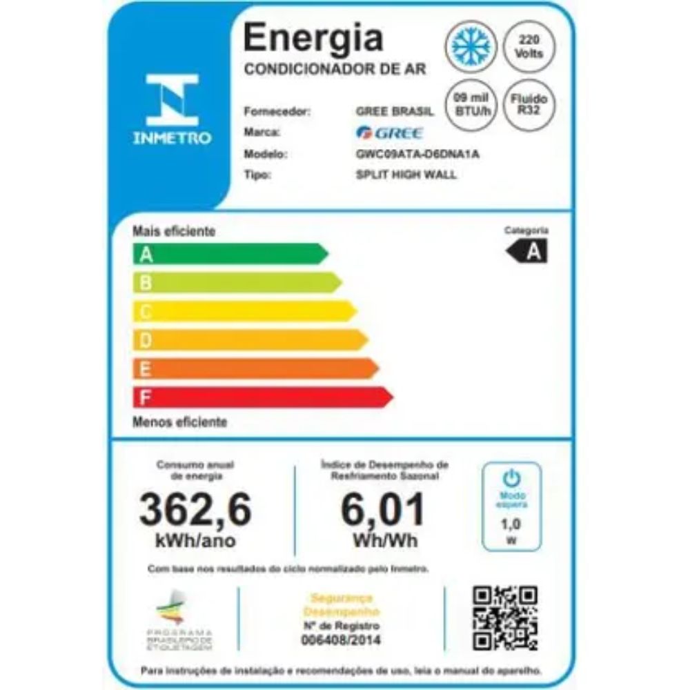 Ar Condicionado Split Hi Wall Gree G-Top Auto Inverter 9.000 Btus Frio 220v R-32