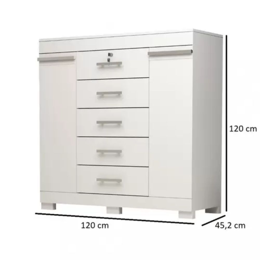 Cômoda 5 Gavetas 2 Portas Com Sapateira Diana ACP Móveis