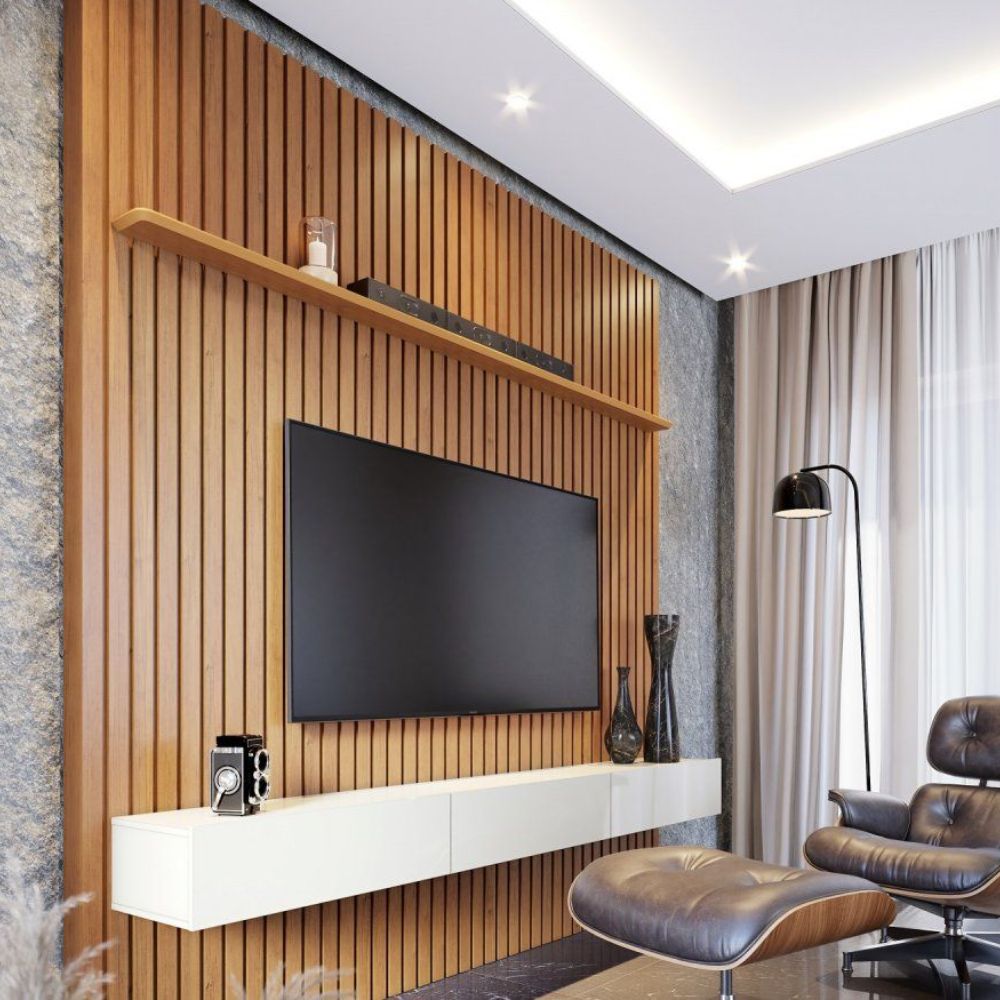 Painel Ripado com Nicho 2,80 m Nature Off White