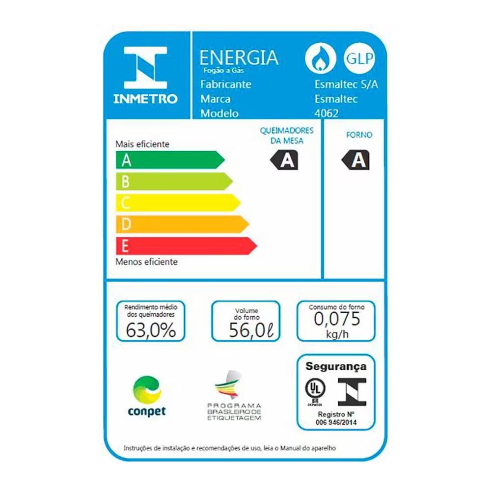 Fogão Esmaltec Agata 4 Bocas 4062 Branco