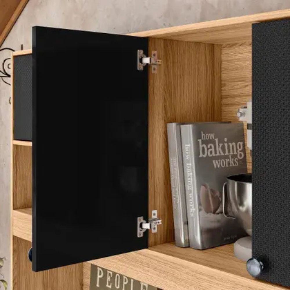 Cozinha Compacta Erva Doce 120 6 Portas 1 Gaveta Freijó/Preto Esfera - Nicioli
