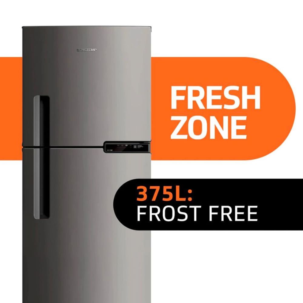 Refrigerador Brastemp Duplex 375 Litros BRM44HKBNA Inox