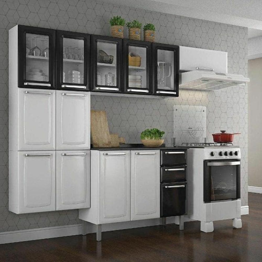 Cozinha Itatiaia Luce - 4 Peças 5 Vidros Branca e Preta
