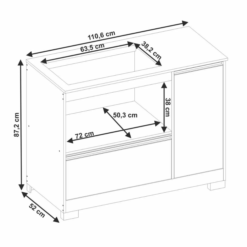 Balcão Cooktop NT3050 Notável Móveis Freijó/Branco New