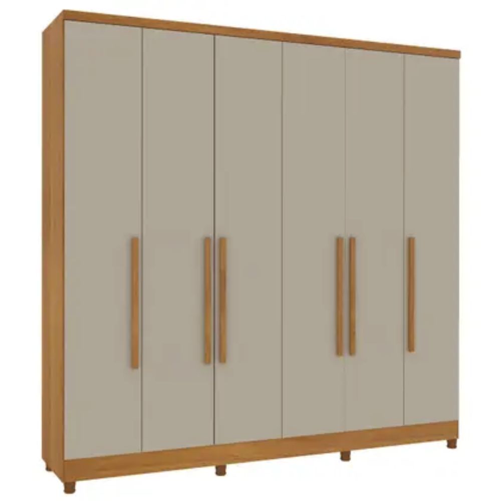 Guarda-Roupa Casal Veneza 6 Portas 4 Gavetas Cinamomo/Off White - Tcil Móveis