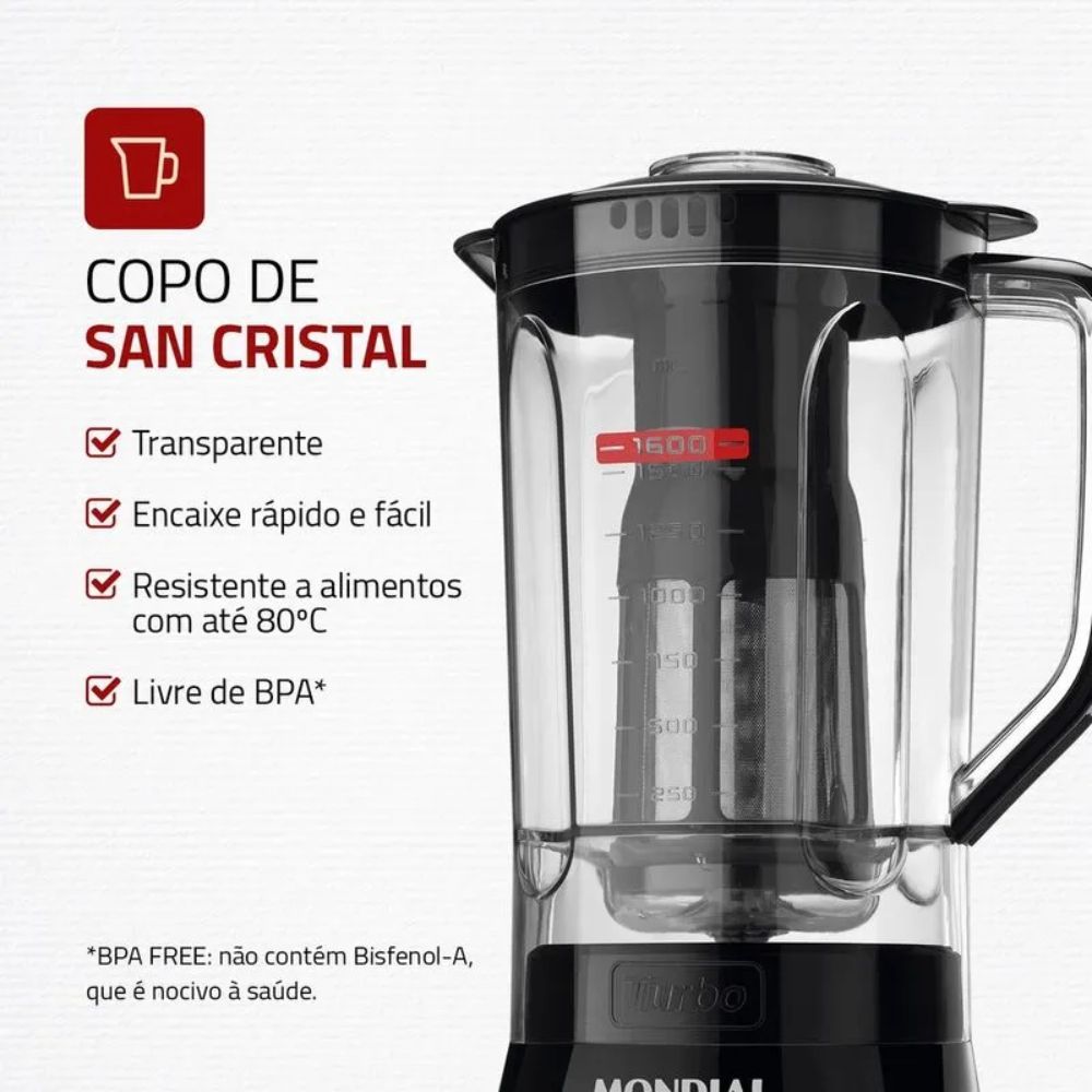 Liquidificador Mondial Turbo Power L-99 FB 550W