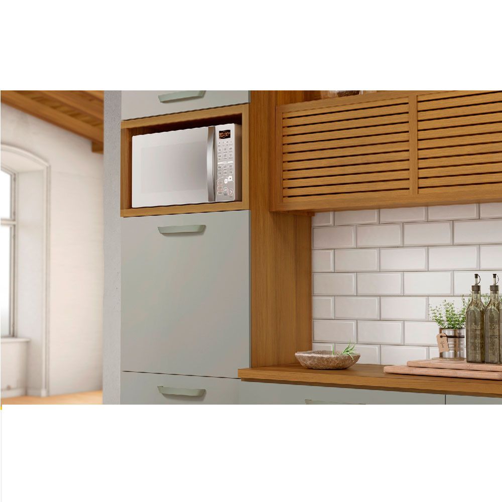 Paneleiro 2 Portas 1 Gaveta Torre Quente Nesher Princesa 70cm MDF Freijó/Off White
