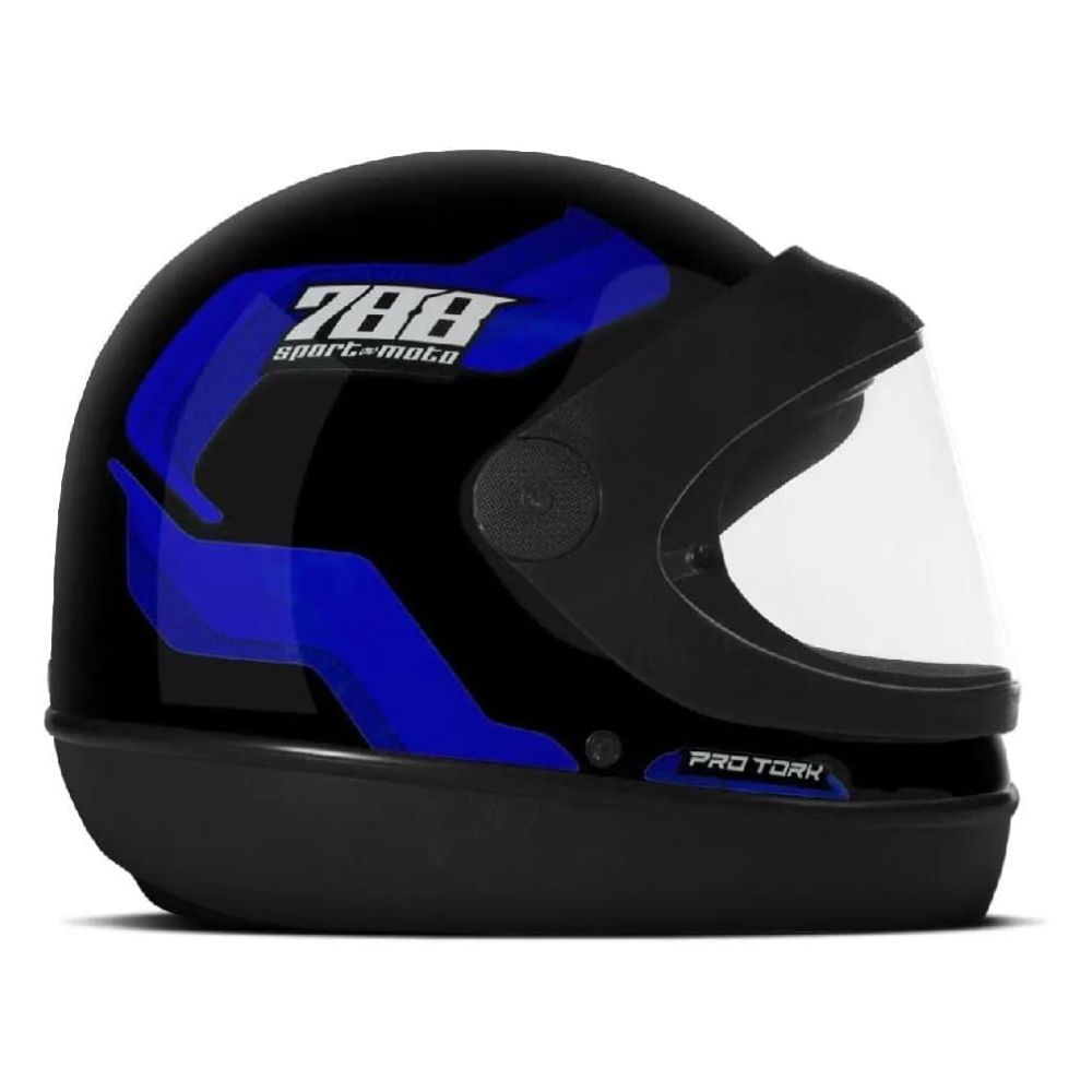 Capacete Protork SM Sport 788 CAP-494AZ Tamanho 56 Preto/Azul