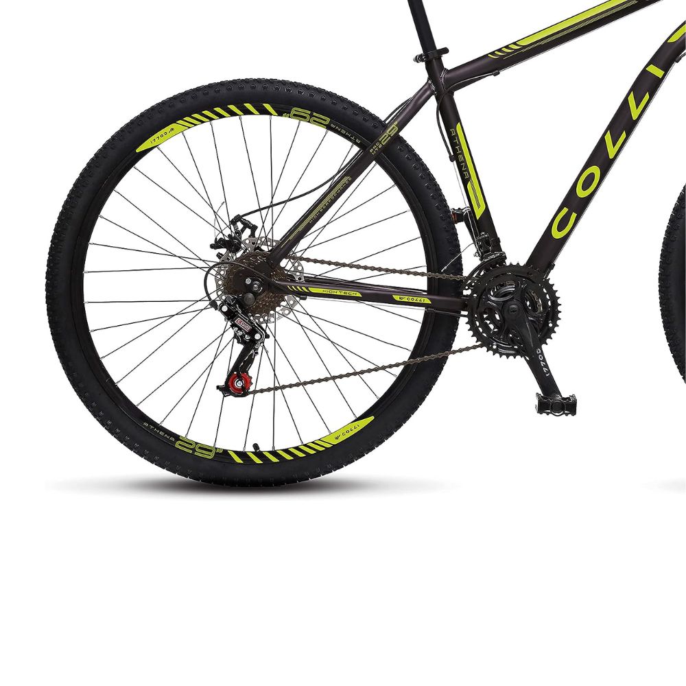 Bicicleta Colli Athena Preto Fosco e Amarelo Neon Aro 29 Freios a Disco 21M