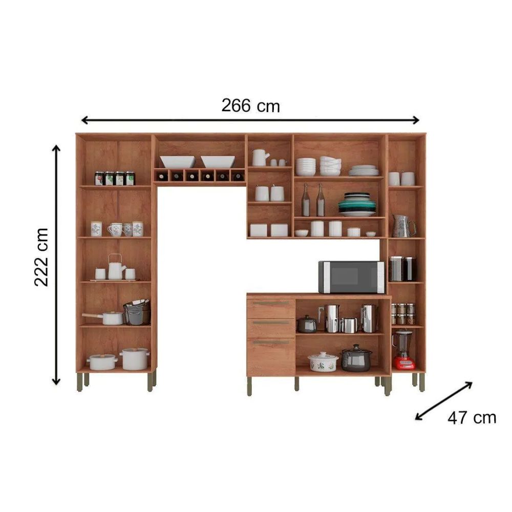Cozinha Ronipa Napoli Prime Com Balção Castanho/Branco