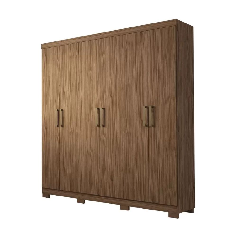 Guarda Roupa Panan Milena Com Espelho Interno 6 Portas Avelã