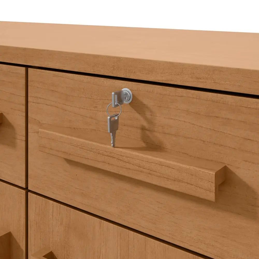 Cômoda Lopas Da Vinci 6 Gavetas 1 Porta Amêndoa Clean